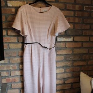 Calvin Klein Pink Gingham Flutter-Sleeve Jumpsuit | NWT | Size 6 | Feminine & Ch
